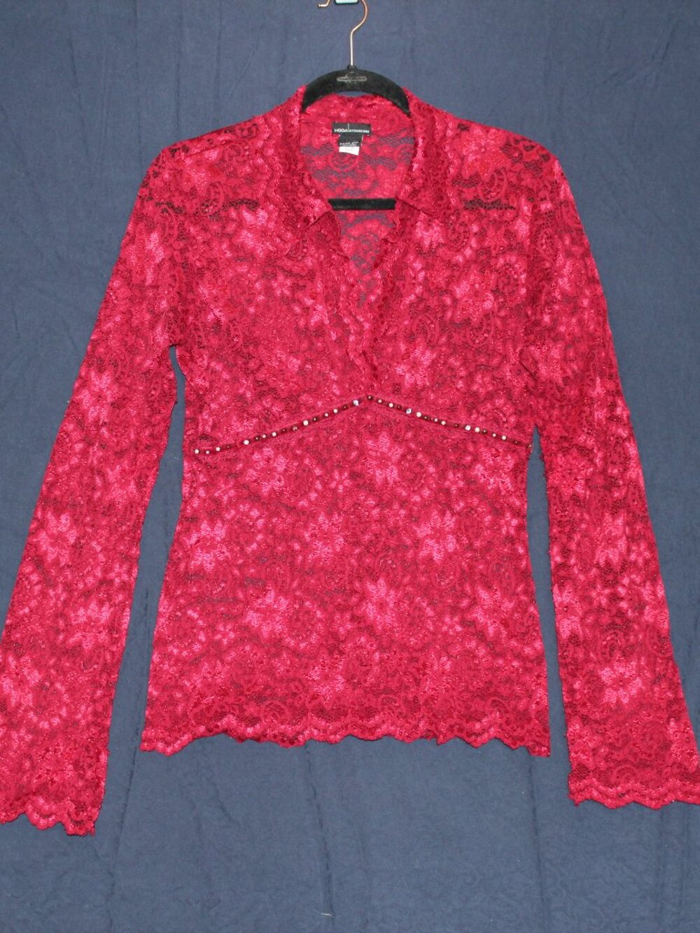 Moda International Red Lace Top